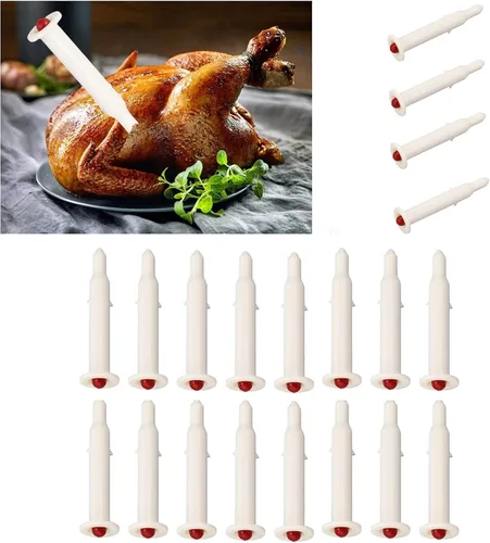 BORDSTRACT 20 termómetros de aves de corral, medidor de temperatura desechable de plástico de 1.8 pulgadas, medidor de temperatura de pollo asado
