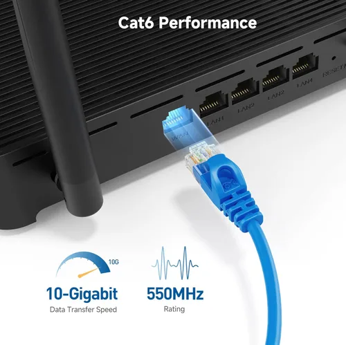 Vista 3 de Cable Matters Paquete de 5 cables Ethernet Cat 6 sin enganches de 10 Gbps, 14 pies, cable Cat 6 de perfil delgado, cable Cat6, cable Ethernet fino