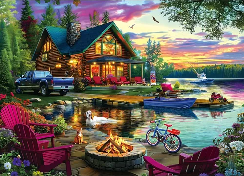 Vista 7 de Rompecabezas de arte visual 3D para adultos, 500 piezas, rompecabezas de cueva amanecer, para adultos, hermosos rompecabezas de paisaje