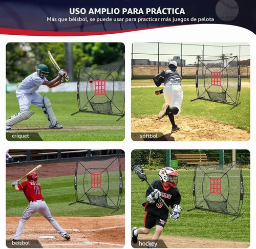 Vista 6 de BAGAIL 7x7 ft Baseball Softball Practice Net Negro / zona de huelga