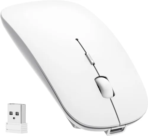 Vista 9 de TECKNET Ratón inalámbrico Bluetooth para laptop, mouse silencioso recargable (Bluetooth 5.2/3.0 y 2.4G), ultrafino, 6 niveles ajustables 4800 DPI