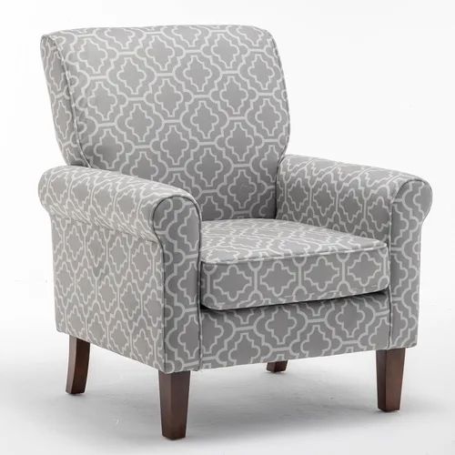 Vista 37 de Sillón clásico con marco de madera de abedul y cómodos reposabrazos enrollados, sillones para sala de estar, dormitorio y decoración de oficina