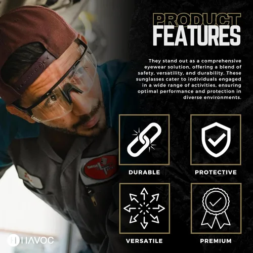 Vista 4 de Havoc Racing Reaper - Gafas de sol de seguridad Z87+, protección UV400 de grado táctico, persianas antisudor