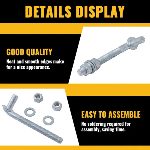 Vista 5 de VIVIDA Bisagra de puerta de perno en J de 6 pulgadas, bisagra de poste de eslabones de cadena con perno en J con pasador macho de 5/8 pulgadas