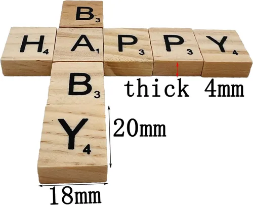 Vista 3 de 200 Pcs Wood Letter Tiles, Wooden Tiles for Crafts DIY Wood Gift Decoration Making Alphabet Coasters