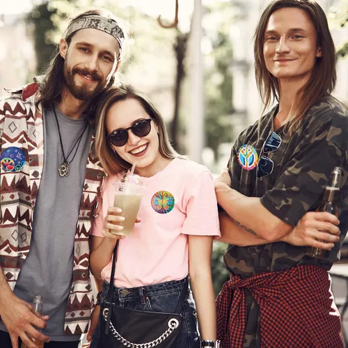 Vista 7 de Willbon - 30 pines de botón hippie de los años 60 retro de los años 60 para accesorio de disfraz hippie