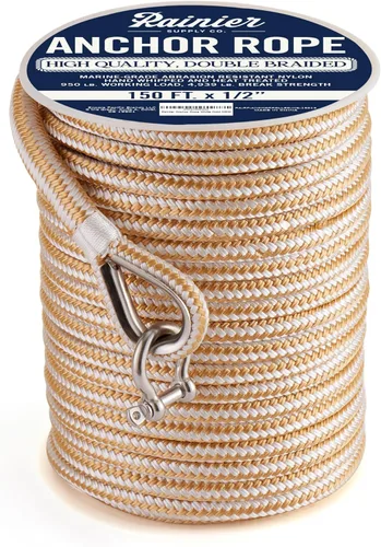 Vista 15 de RainierSupplyCo Cuerda de anclaje para barco - Línea de anclaje de cuerda marina trenzada doble - 100/150 / 200/300 pies de línea de navegación