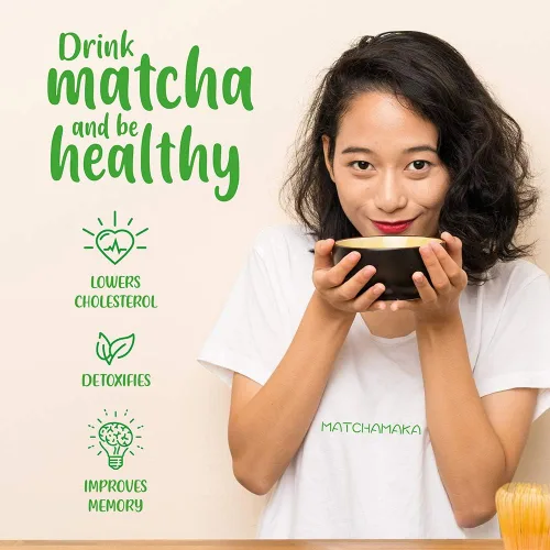 Vista 7 de Batidor de té verde matcha prémium – 100 puntas – MATCHAMAKA tradicional japonés de bambú matcha – té verde, leche matcha, polvo ceremonial matcha