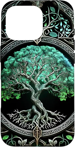 Vista 20 de Tree of Life Yoga Spiritual Celtic Viking Green Black Case for iPhone 17