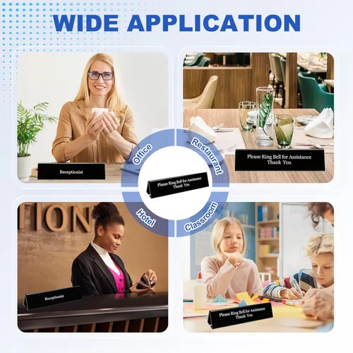 Vista 5 de UCEC Letrero de escritorio de recepcionista, letrero de oficina con texto en inglés "Please Ring Bell for Assistance Thank You", oficina impresa