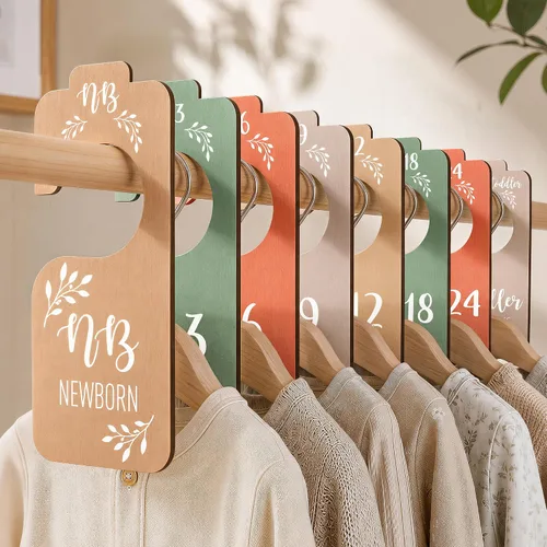 Coloridos separadores de ropa de bebé para armario, 8 piezas de madera para ropa de bebé, organizador de etiquetas de ropa de bebé desde recién