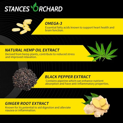 Vista 3 de Gomitas de cáñamo de alta potencia, aceite de cáñamo natural infundido, Omega 3-6-9 para relajación de adultos, gomitas de cáñamo comestibles Furity