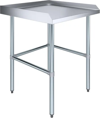 Vista 12 de AmGood Mesa de trabajo comercial con base abierta con salpicaduras y salpicaduras laterales, mesa de preparación de acero inoxidable para cocina