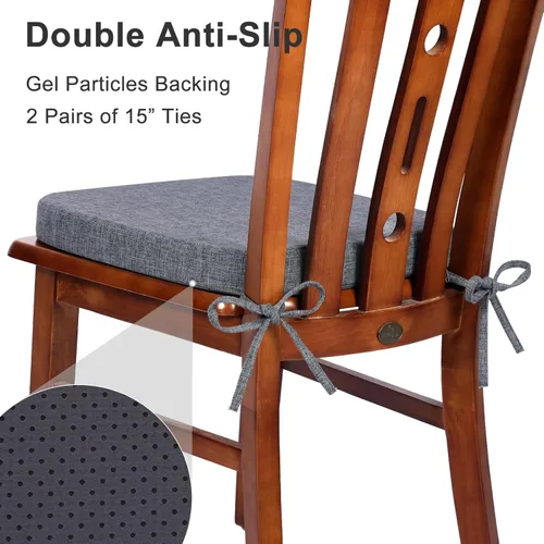 Vista 6 de Shinnwa Cojines de silla para sillas de comedor, juego de 4 cojines de asiento de espuma viscoelástica para sillas de cocina, cojines de metal