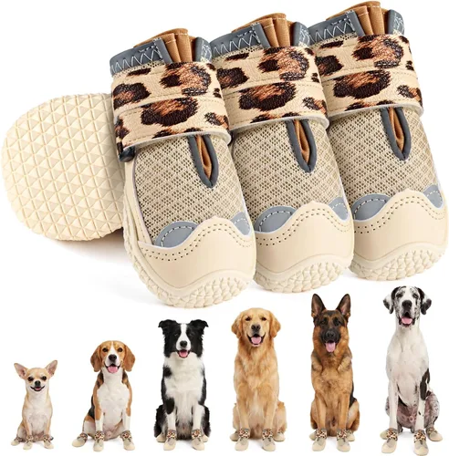 SlowTon Zapatos para perros grandes, pequeños y medianos, botas transpirables para el pavimento caliente de verano, protector de patas para caminar