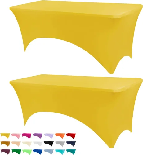 Vista 45 de BDDC - Funda de mesa ajustada de 4 pies, manteles de elastano negros, manteles elásticos lavables y resistentes a las arrugas para eventos, bodas