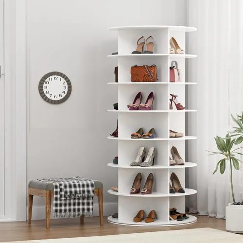 MAGIC UNION Torre giratoria para zapatos, bolsa giratoria de 7 niveles, organizador Lazy Susan, estante giratorio de 360°, armario de carrusel