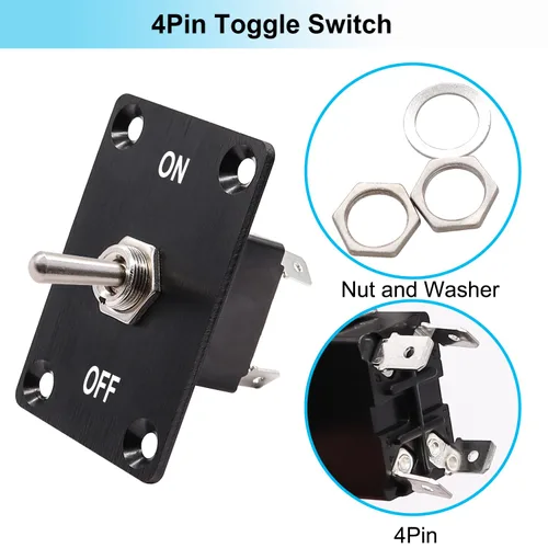 Vista 2 de TWTADE Interruptores de palanca basculantes con pestillo 4 pines 2 posiciones ON/OFF DPST impermeable interruptor de palanca resistente con cables