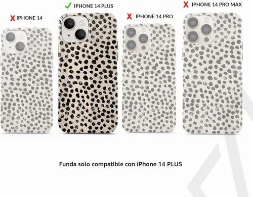 Vista 2 de BURGA-Funda p/teléfono compatible c/iPhone 14 Plus, carcasa rígida híbrida de 2 capas + Funda protectora de silicona, almendras latte a lunares
