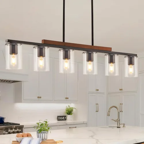 Vista 11 de Mecgirn Lámparas de comedor de estilo granja sobre mesa, luces colgantes negras para isla de cocina con pantalla de vidrio lechoso, lámpara de araña