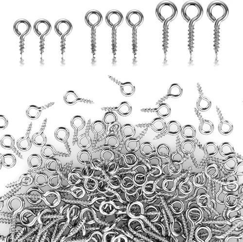 300 alfileres de ojo de tornillo pequeños de 3 tamaños, ganchos roscados de acero inoxidable para hacer joyas, manualidades (0.16 x 0.3 0.16 x 0.4