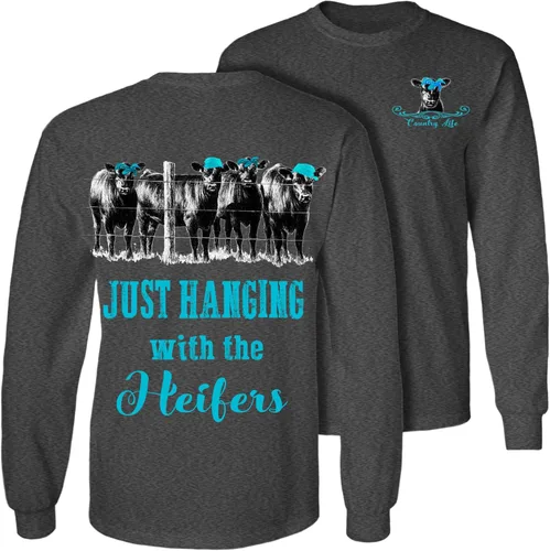 Country Life Outfitters Just Hangin with The Heifers Women's Shirt Agua
