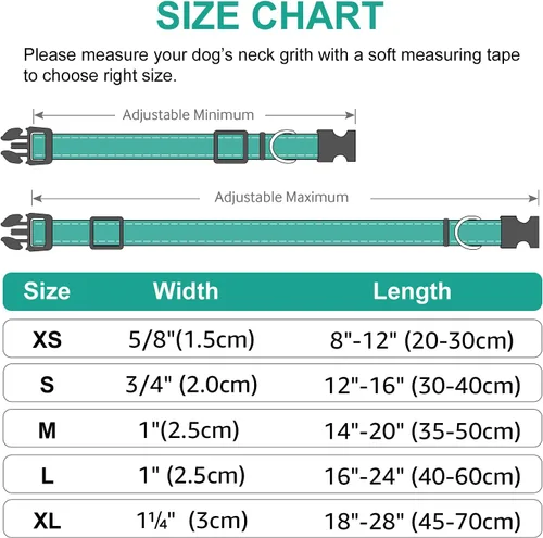 Vista 6 de Joytale - Collar reflectante para perro, de neopreno suave y acolchado, de nailon transpirable, para mascotas, ajustable para perros grandes, verde