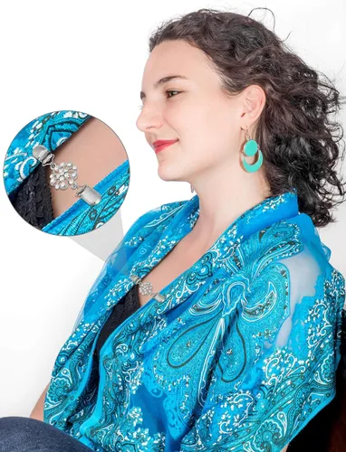 Vista 5 de Jetec - 4 clips para chalsuéter estilo vintageretro, para mujer, niña, de 4 estilos, Zinc