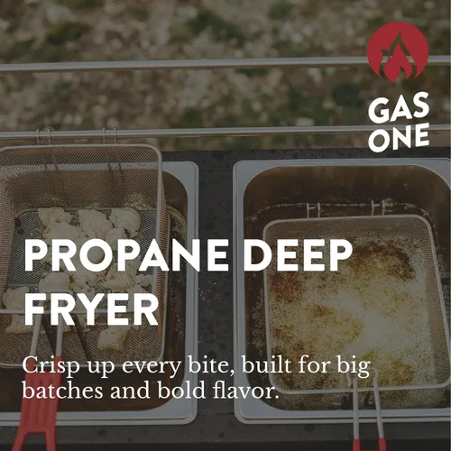 Vista 2 de GasOne - Freidora de propano para exteriores, quemadores dobles, cestas y tapas extraíbles de 16 cuartos de galón, carrito de freidora de aceite