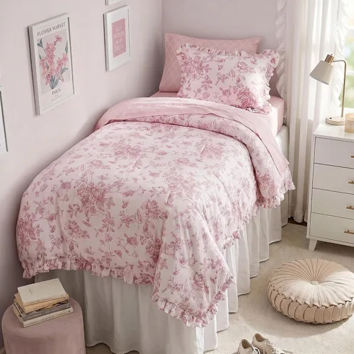 Vista 12 de Madison Park Essentials - Juego de edredón floral rosa con sábanas