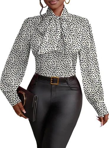 Vista 14 de Vrtige Camisa de mujer elegante con cuello de lazo, manga larga, blusa para la oficina