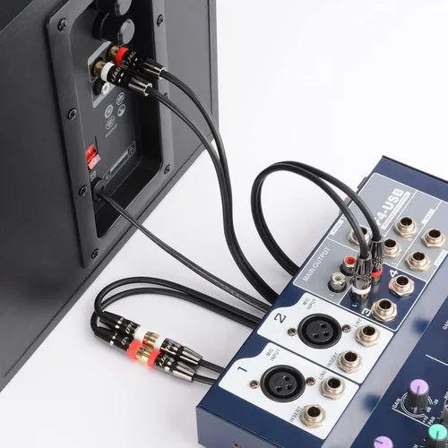 Vista 4 de J&D 2 cables de extensión RCA macho a hembra, carcasa de cobre chapado en oro 2RCA macho a 2RCA hembra, adaptador de cable extensor de audio