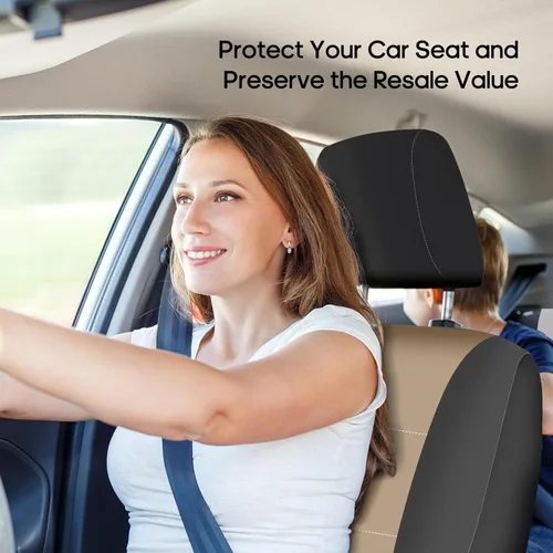 Vista 4 de FH Group Juego completo de fundas de neopreno impermeables para asiento de automóvil, de tres filas y 7 plazas, listas para bolsa de aire