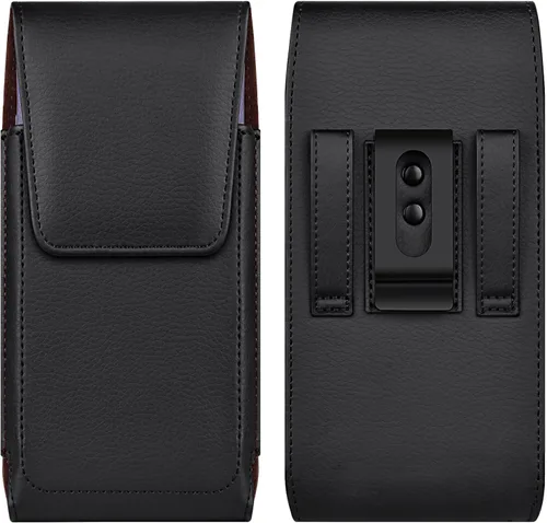 Funda de cuero para teléfono celular con clip para cinturón, cierre magnético fuerte para iPhone Pro 17 16 15 14 13 12 16e, Samsung Galaxy S25 S24