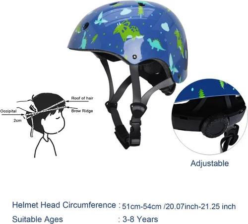 Vista 5 de Casco para niños con rodilleras, coderas y protectores de muñeca, equipo de protección para niños de 3 a 5-8 años para niños y niñas, apto para Azul