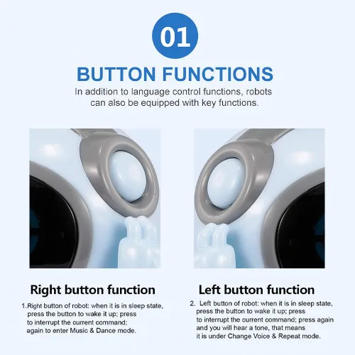 Vista 6 de GoolRC Mini robot de bolsillo, con conversación de diálogo interactivo, reconocimiento de voz, canto y baile, regalo de robot pequeño eléctrico Azul
