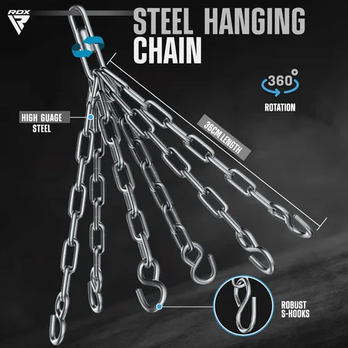 Vista 4 de RDX Saco de boxeo de doble ángulo de 4 pies con guantes y cadena colgante de 6 paneles – Uppercut & Body Shot Bolsa de boxeo pesada para Muay Thai