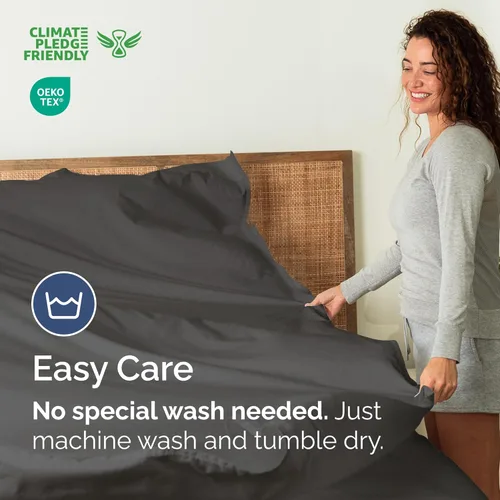 Vista 406 de Sábana encimera de bolsillo profundo, más suave que el algodón egipcio, 1 sábana encimera para colchón tamaño Queen