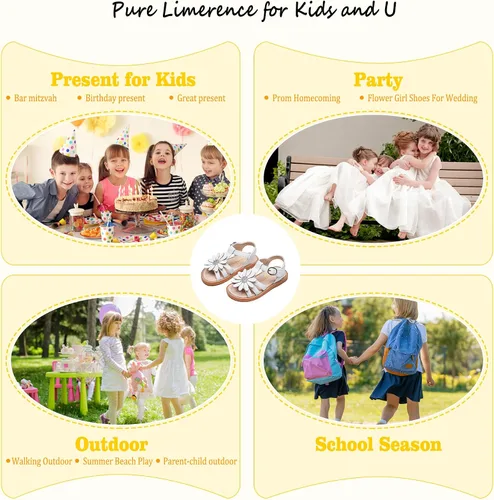 Vista 5 de Kiderence Sandalias para niñas pequeñas, zapatos de verano para niñas pequeñas