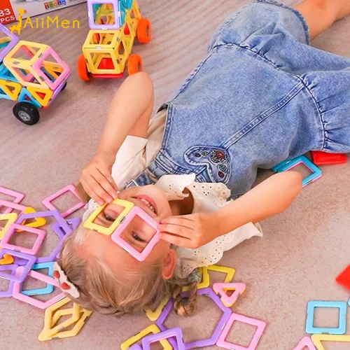 Vista 7 de JAiiMen Juguetes de azulejos magnéticos juego de bloques de construcción para niños con figura magnética azulejos magnéticos 3D para niñas y niños