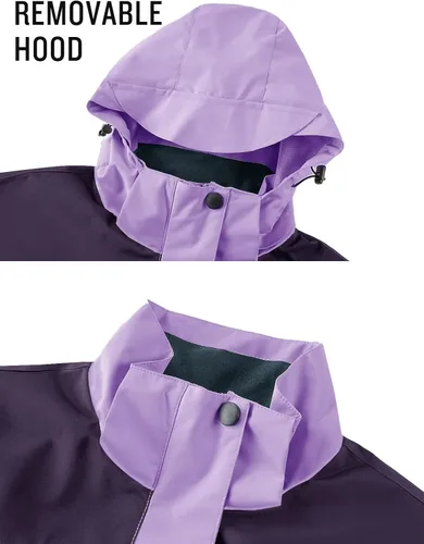 Vista 4 de SaphiRose Chaqueta impermeable para mujer, ligera, para exteriores, con capucha extraíble
