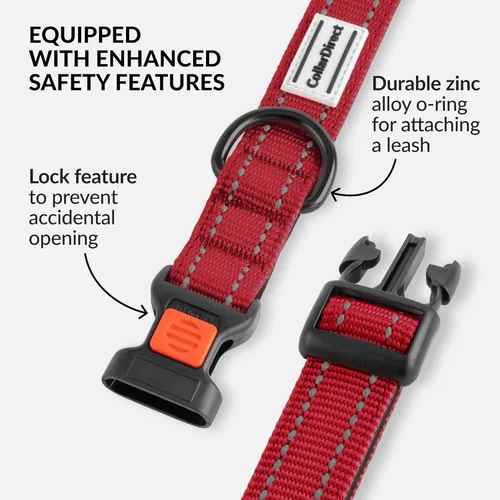 Vista 65 de CollarDirect Reflective Dog Collar for a Small, Medium, Large Dog or Puppy with a Quick Release Buckle - Boy and Girl - Nylon Suitable for Swimming