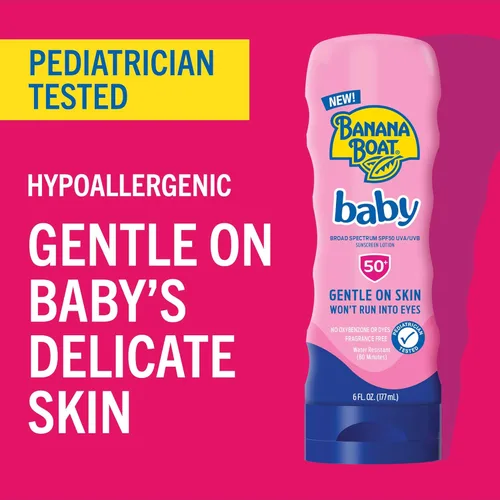 Vista 4 de Banana Boat Protector solar para bebés SPF 50, 6 onzas Protector solar SPF 50 para bebés y niños pequeños, esenciales de playa, protector solar