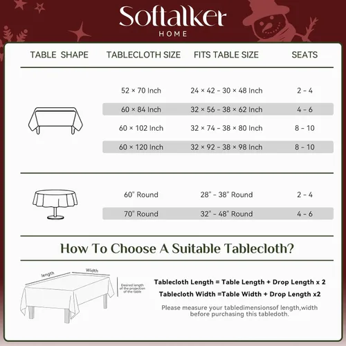 Vista 6 de Softalker - Mantel rectangular navideño de 60 x 102 pulgadas, nieve, camión de nieve gris plateado, resistente a las manchas, mantel