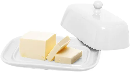 Vista 3 de Mantequillera con tapa para encimera, soporte para mantequilla de cerámica con cubierta hermética, recipiente de mantequilla para encimera