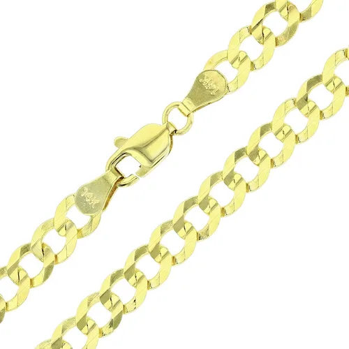 Cadenas cubanas de oro amarillo macizo de 14 quilates de 0.079 in a 0.669 in para hombres Cadena de oro italiano Collar de cadena cubana de oro de