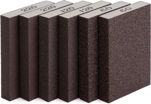 Vista 20 de Bates- Esponja de lijado, paquete de 4, surtido de grano 60/80/120/220, bloque de lijado lavable y reutilizable para madera, metal, paneles de yeso