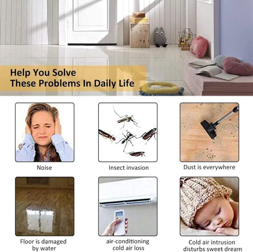 Vista 9 de Tope para debajo de la puerta Bloqueador de huecos a prueba de viento Barridos dobles debajo de la puerta para puertas interiores Burlete