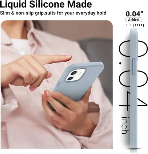 Vista 3 de AOTESIER - Funda para celular, compatible con iPhone 12 y iPhone 12 Pro de 6.1 pulgadas (2020), ultradelgada, goma de silicona líquida suave