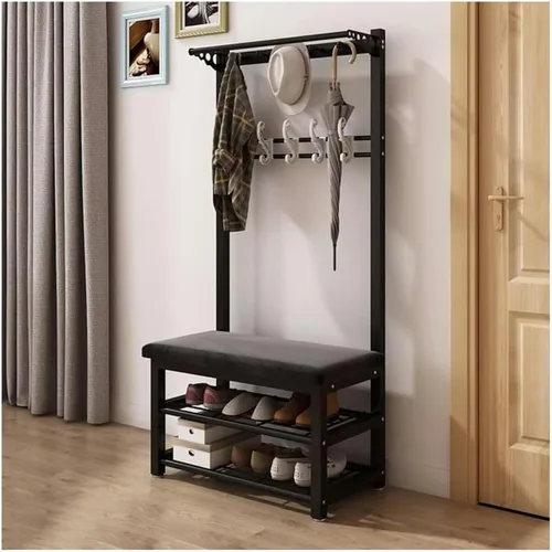 Perforación para ropa, Perchero, Perchero, Zapatero, Entrada, Almacenamiento, Diseño 4 en 1, Con Ganchos Colgantes, Muebles de acento industrial con